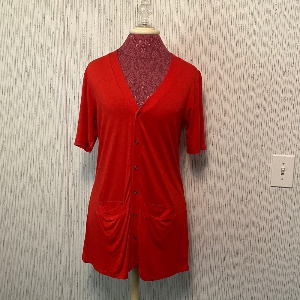Agnes & Dora Size Small Red Button Down Top with Pockets NWT